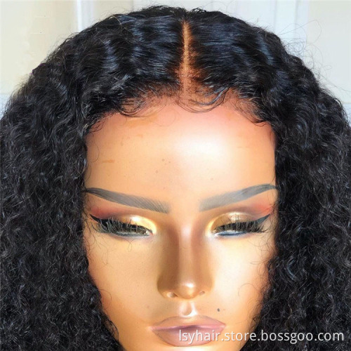 LSY 13x4 Brazilian Kinky Curly Hair Wig 150% Lace Front Human Hair Wigs For Women Black Color Remy Hair Lace Frontal Wig